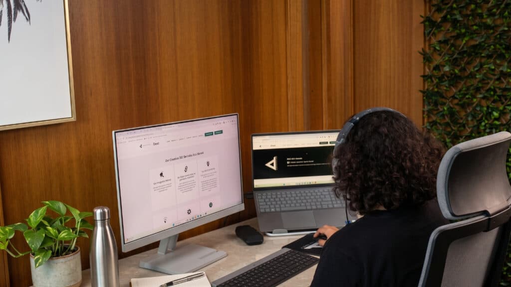 A CantyDigital team member working at a desk in the Warilla office