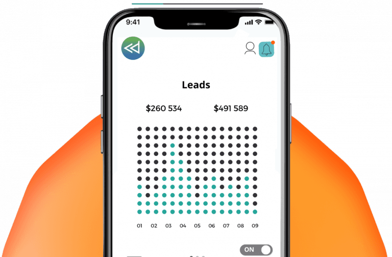 Lead generation dashboard on a phone