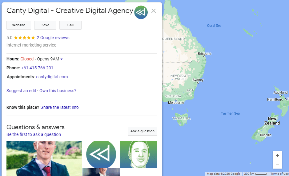 Canty Digital's Google Maps business listing
