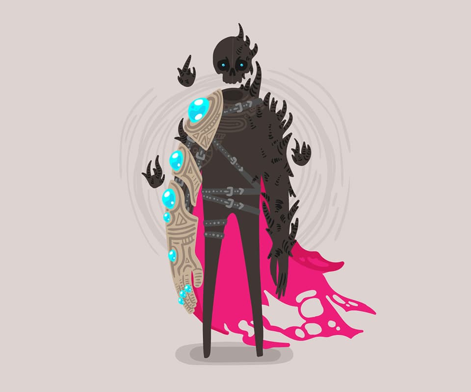 Illustrated digital hero character