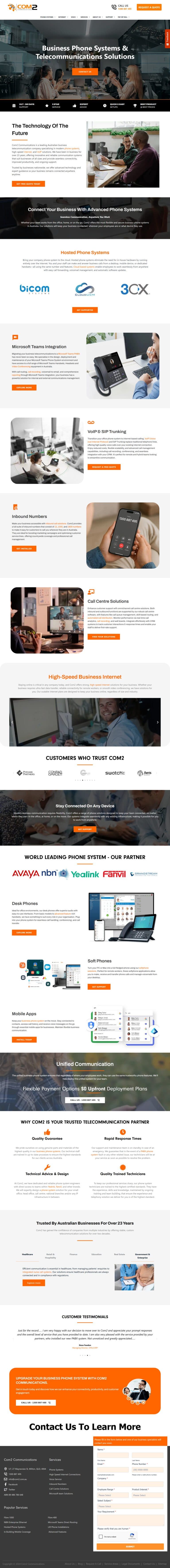 Com2 Communications website design