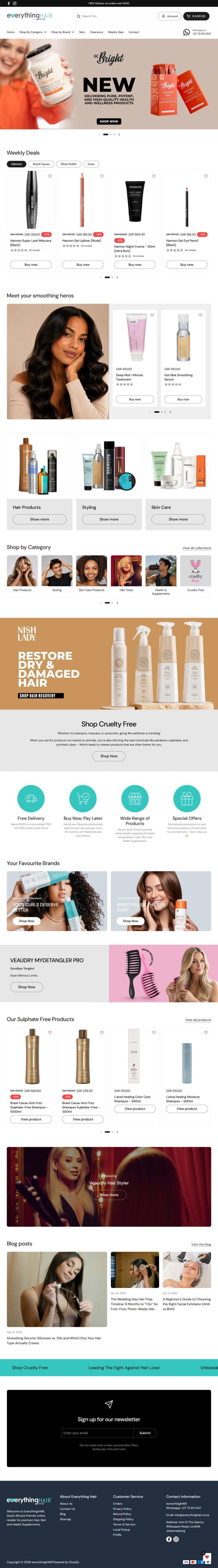 everythingHAIR website design