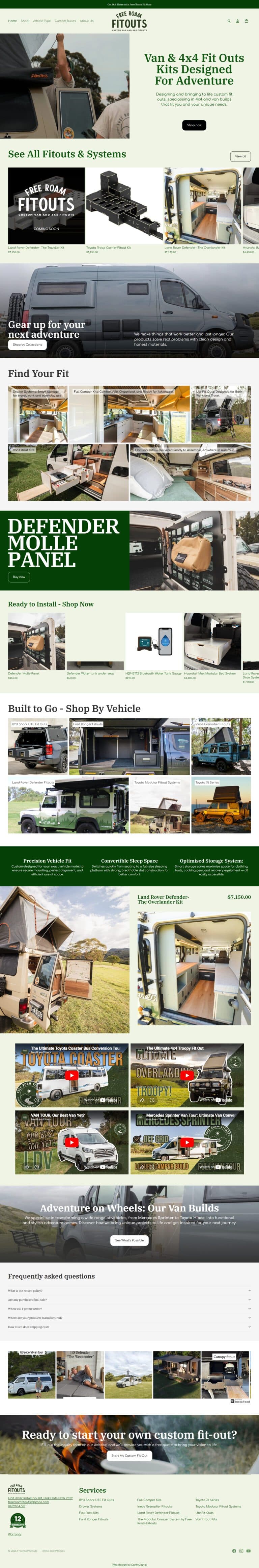 Free Roam Fitouts website design