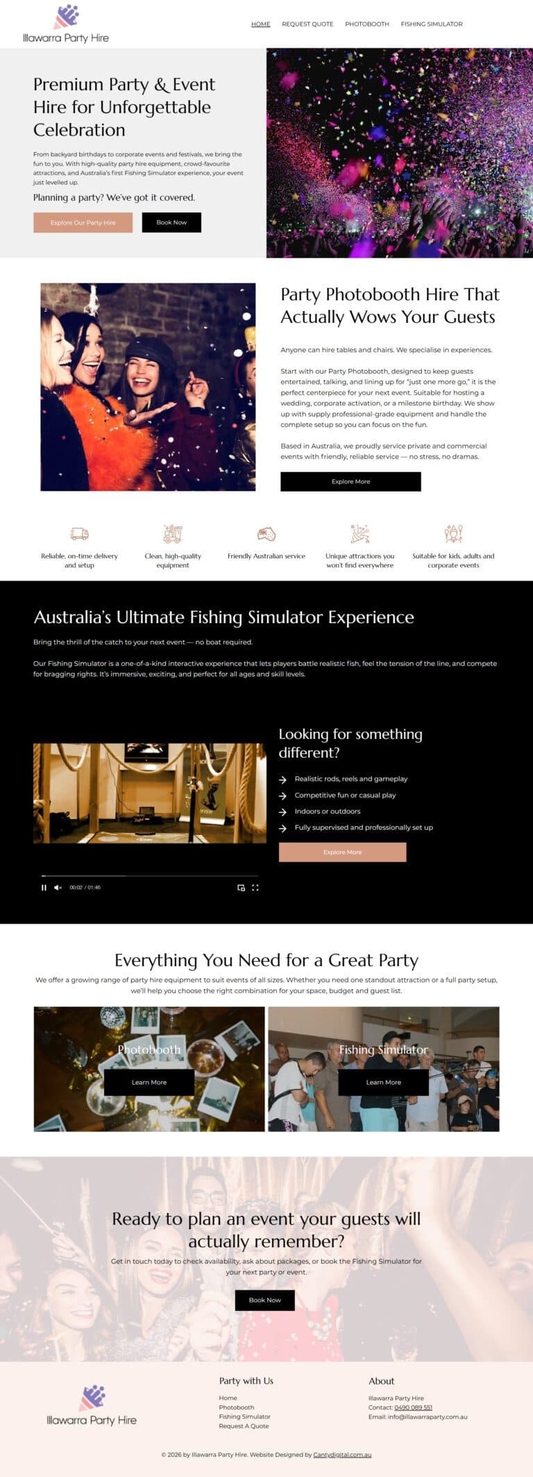 Illawarra Party Hire website design