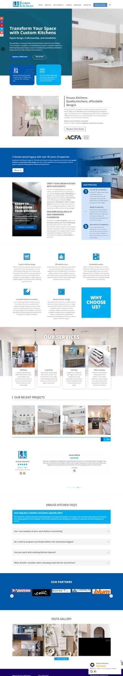 Krauss Kitchens website design