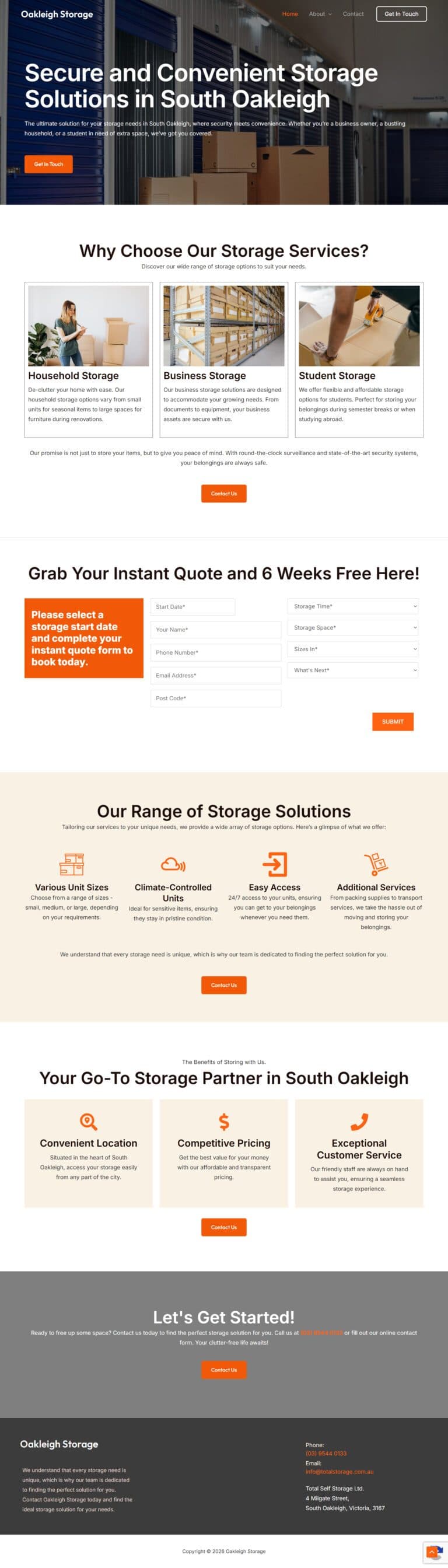 Oakleigh Storage website design