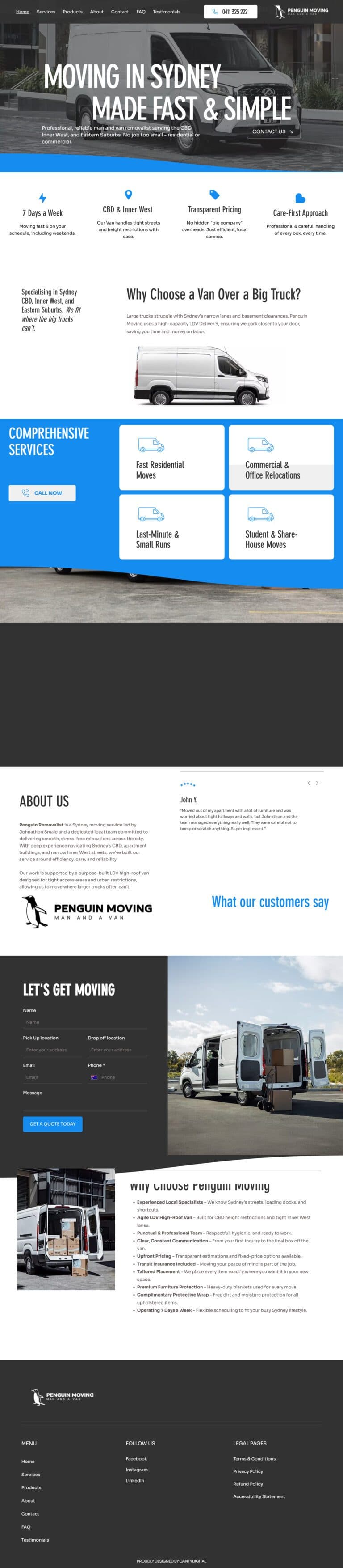 Penguin Moving website design