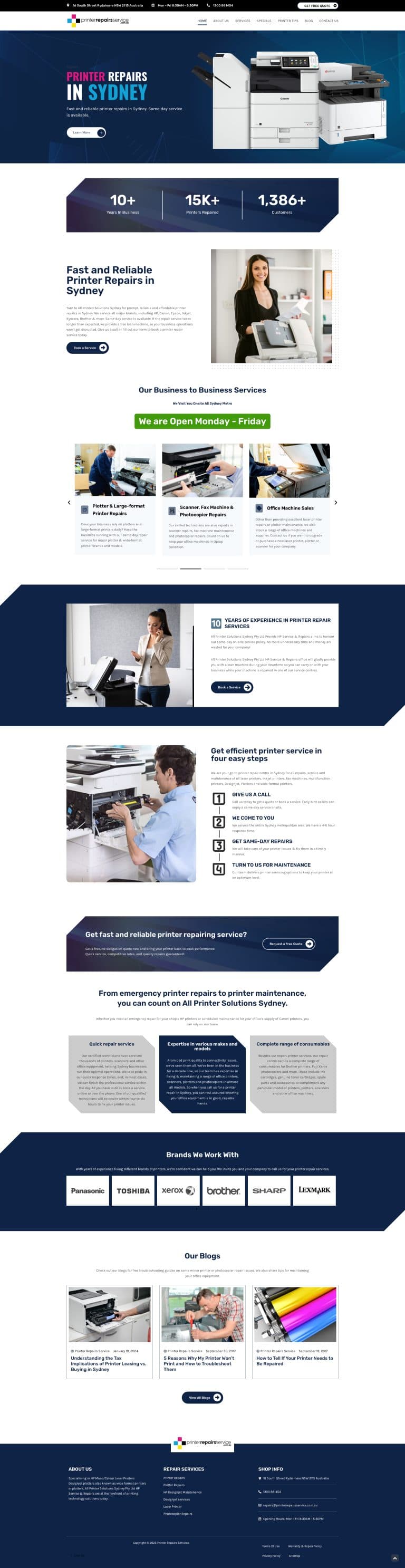 Printer Repairs Services website design