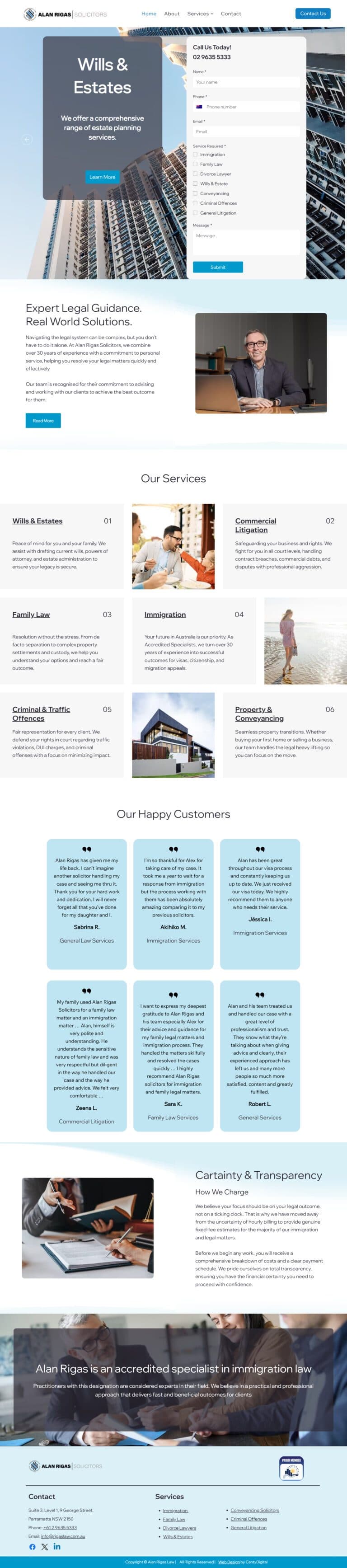 Alan Rigas Solicitors website design