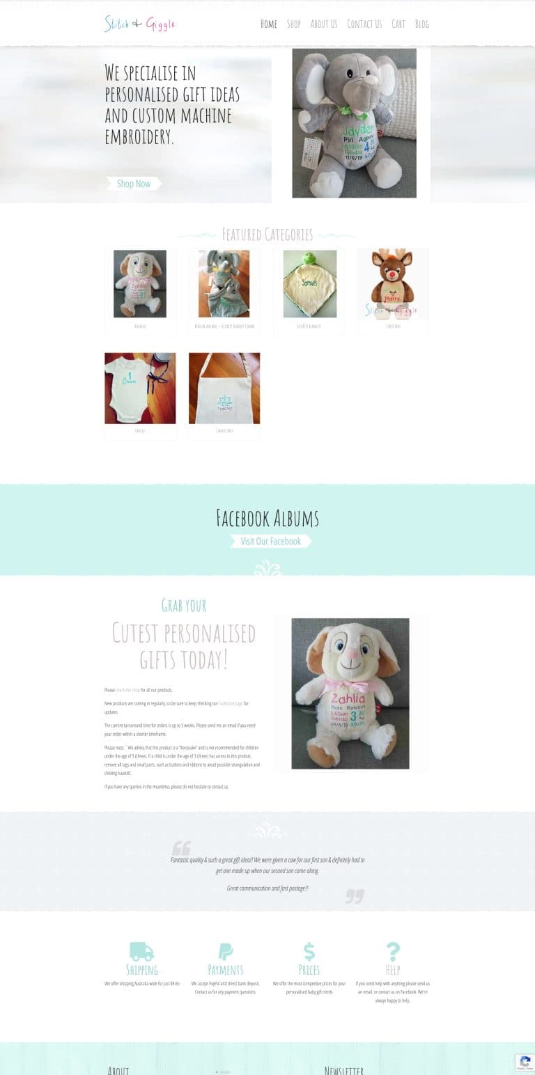 Stitch and Giggles website design