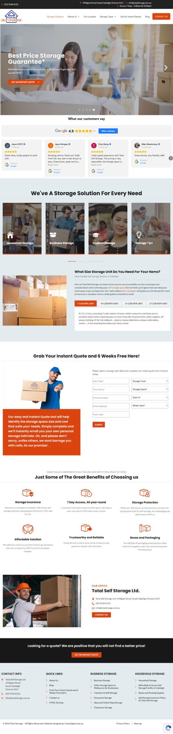Total Storage website design
