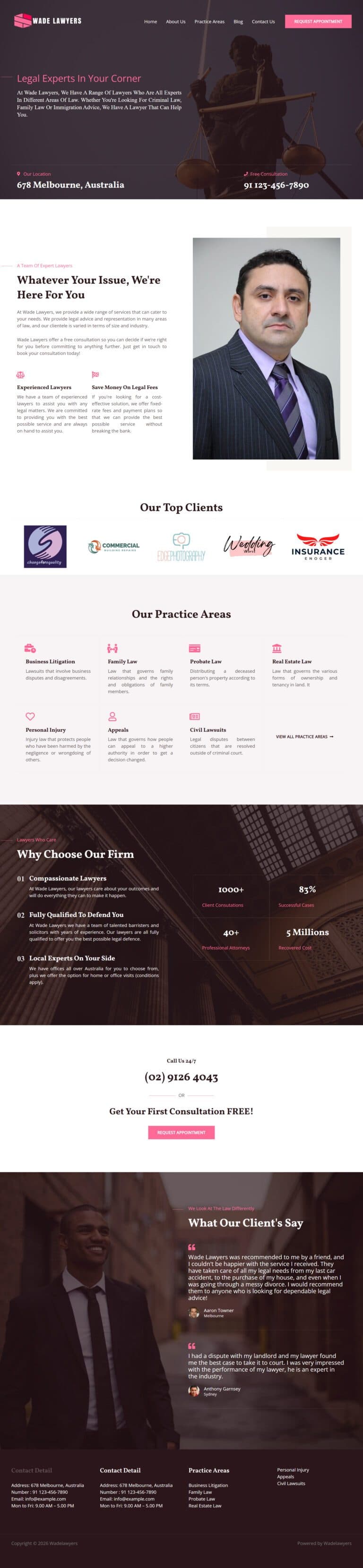 Wade Lawyers website design
