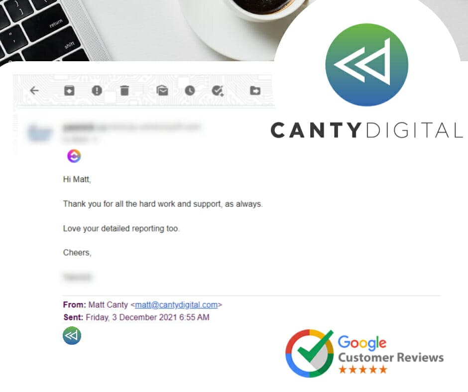 Happy customer email feedback