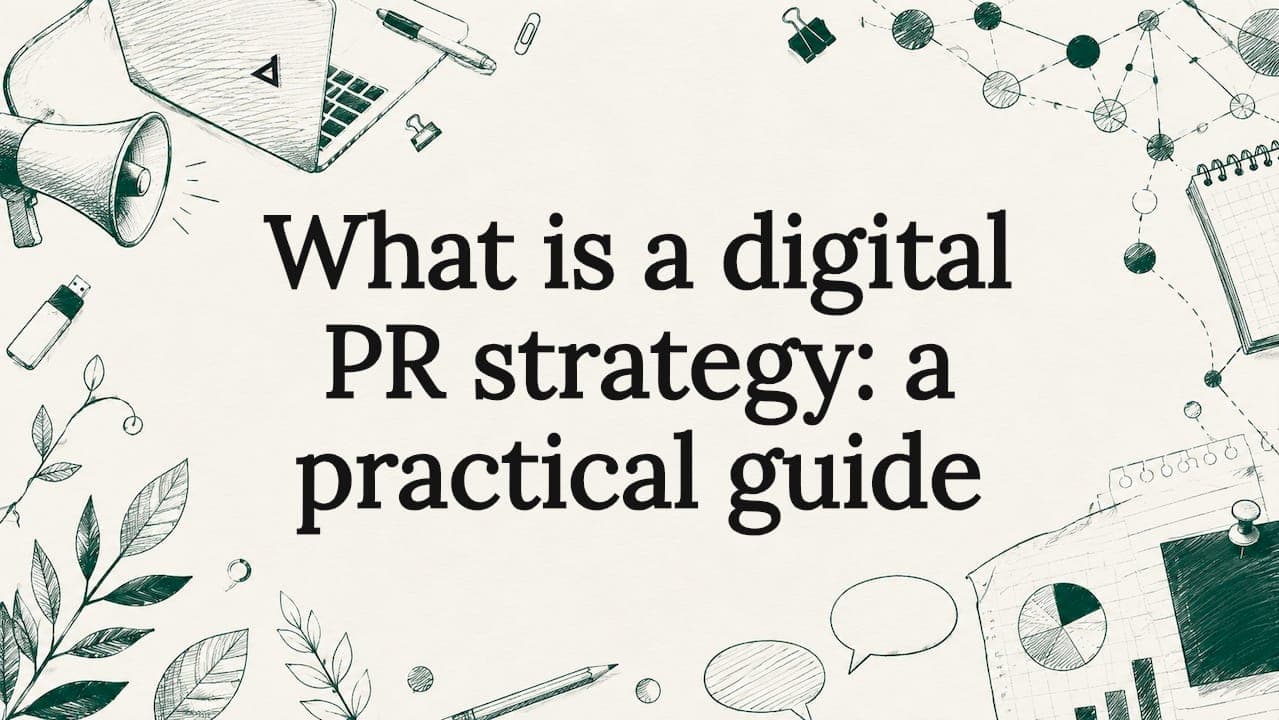 Decorative title card illustration for digital PR strategy