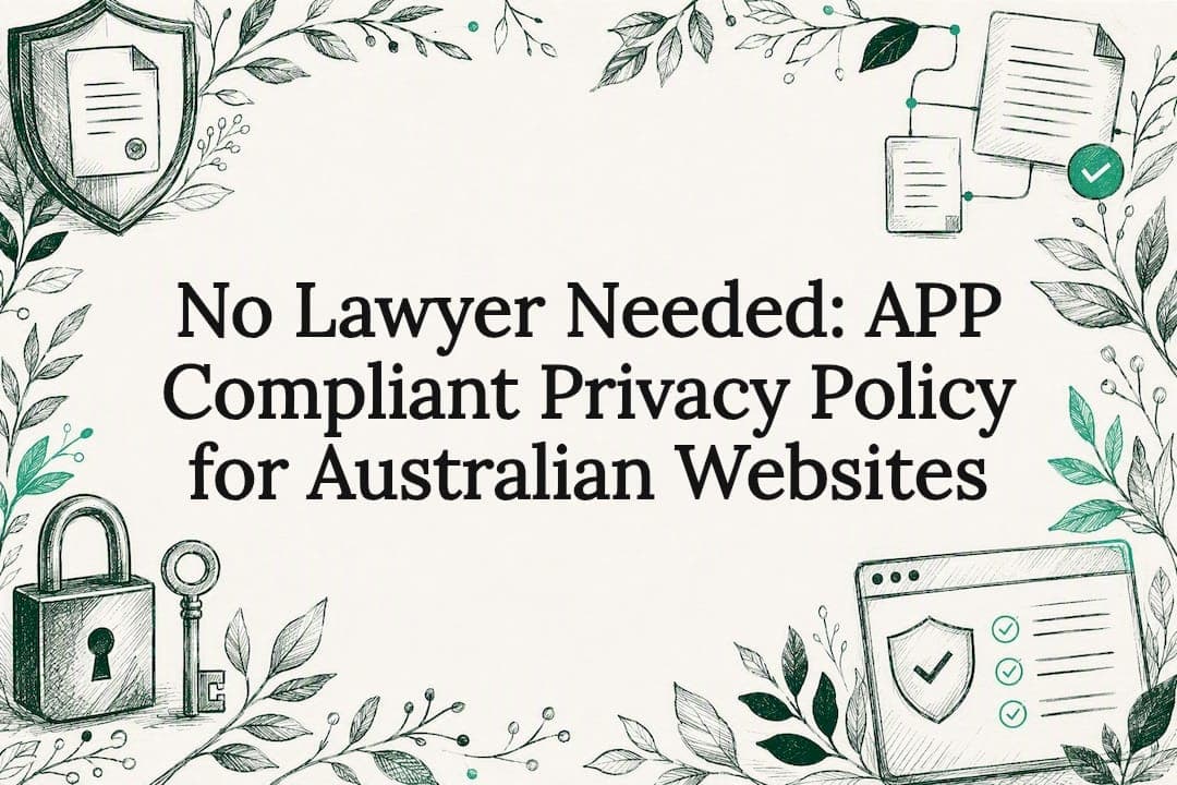 Privacy policy title card with legal symbols