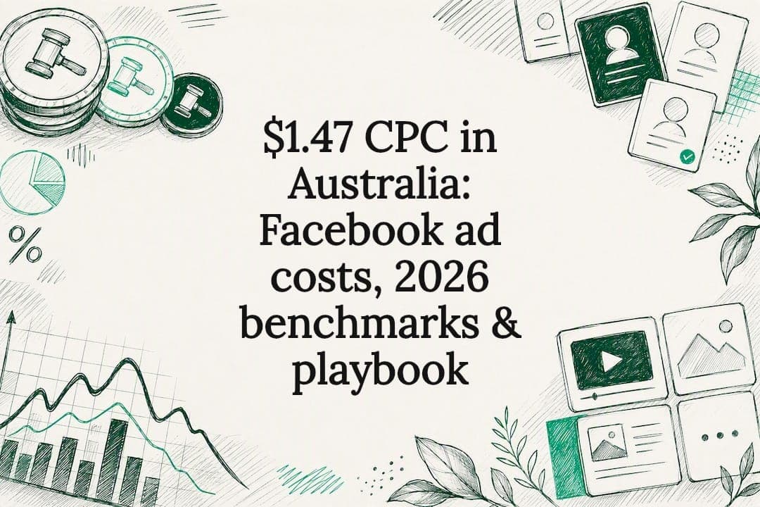 Decorative Facebook advertising benchmark title card