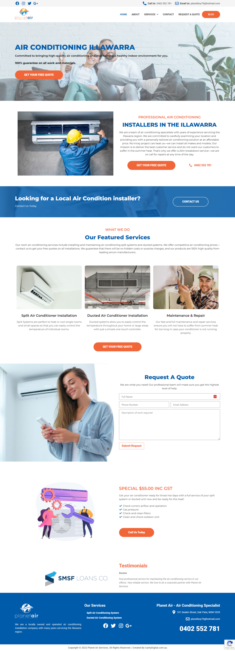 Planet Air Website Design