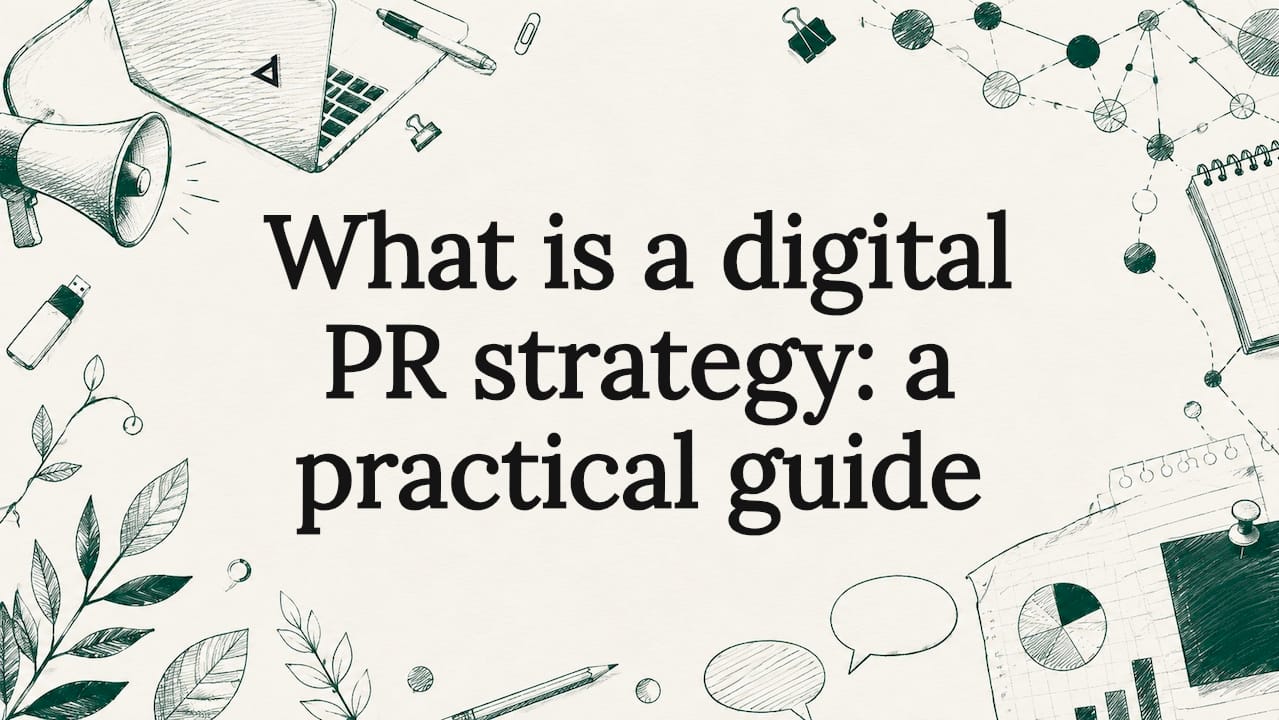 Decorative title card illustration for digital PR strategy