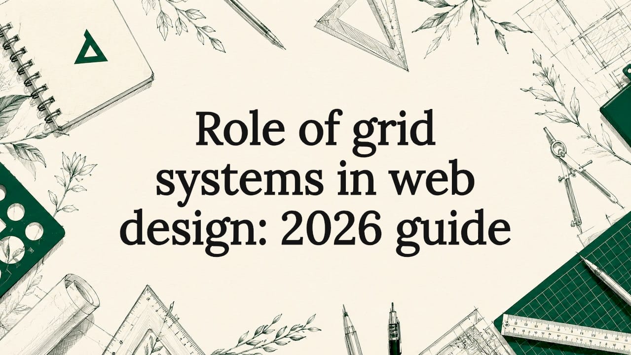 Decorative title card with grid system motifs