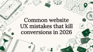Decorative title card illustration of UX elements