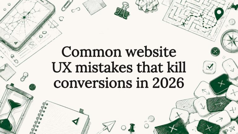 Decorative title card illustration of UX elements