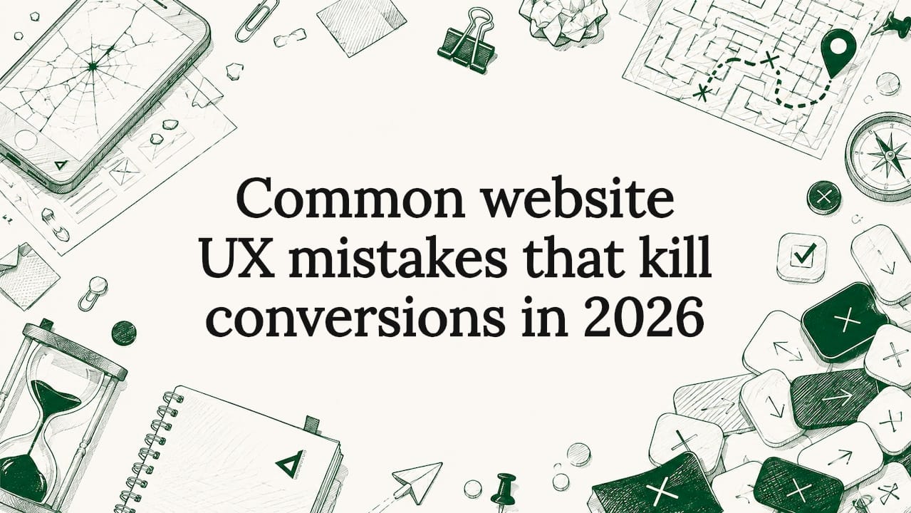 Decorative title card illustration of UX elements