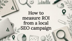 Decorative local SEO campaign title card illustration