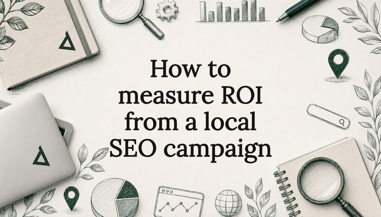 Decorative local SEO campaign title card illustration