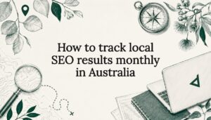 Decorative hand-drawn title card illustration for local SEO article