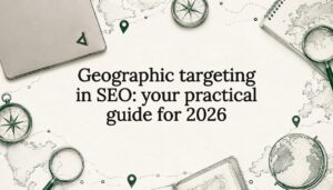 Decorative geographic targeting title card illustration