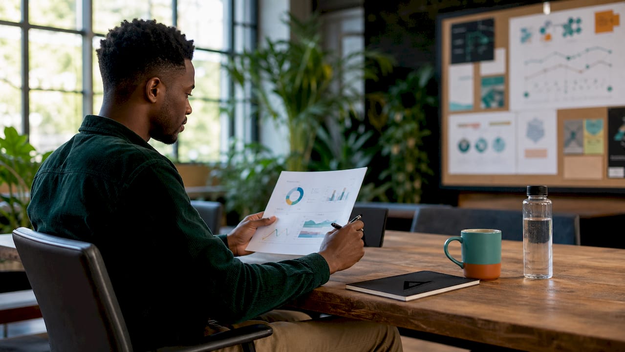 UX researcher reviewing CRO data report