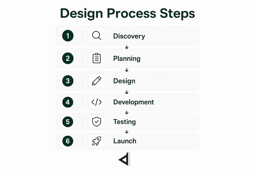 Infographic depicting bespoke web design steps