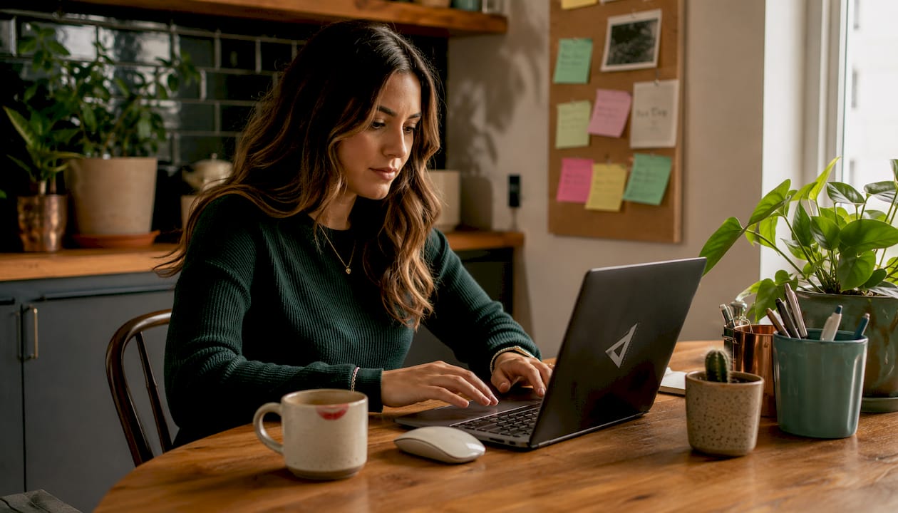 Product manager working on search UI in home office