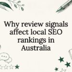 Decorative title card illustration with SEO and review icons