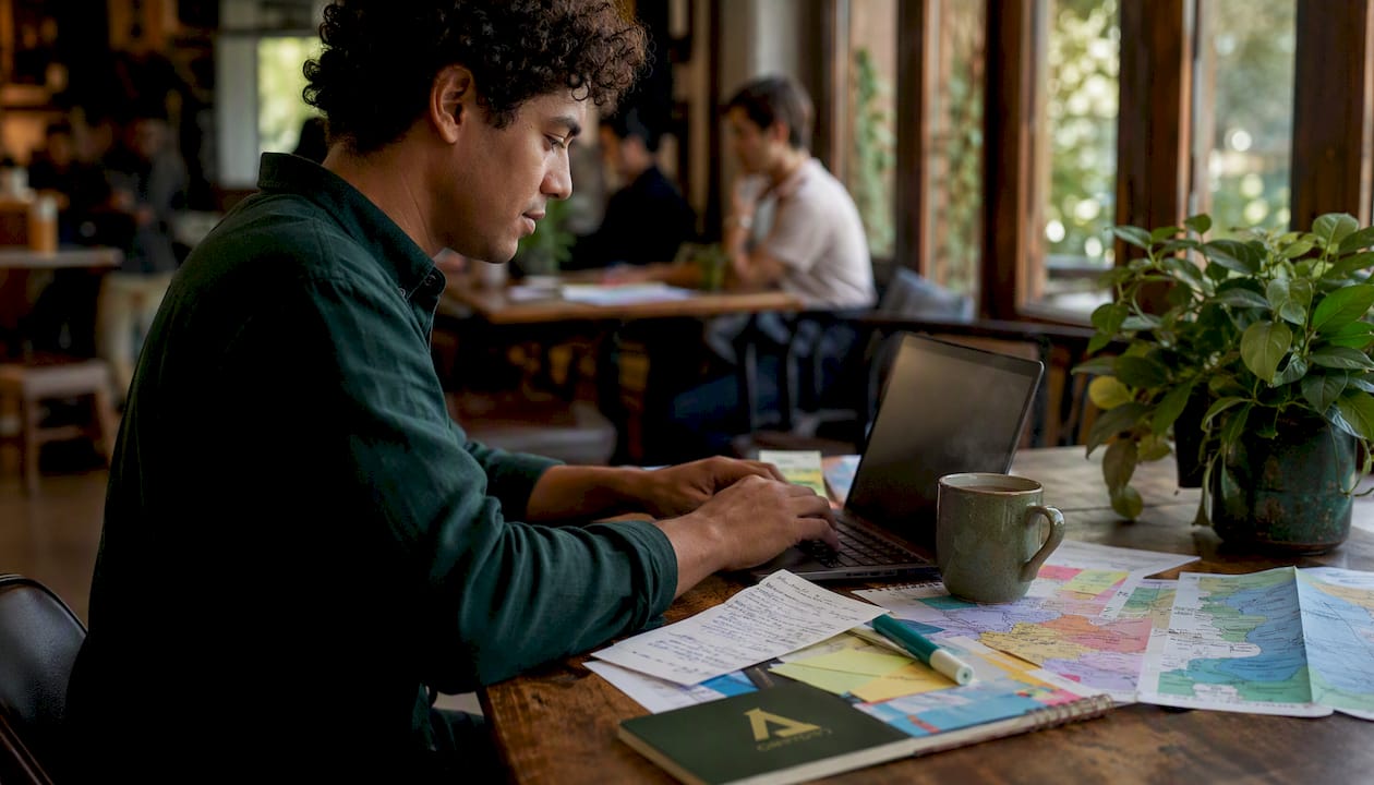 Hands creating local SEO content maps