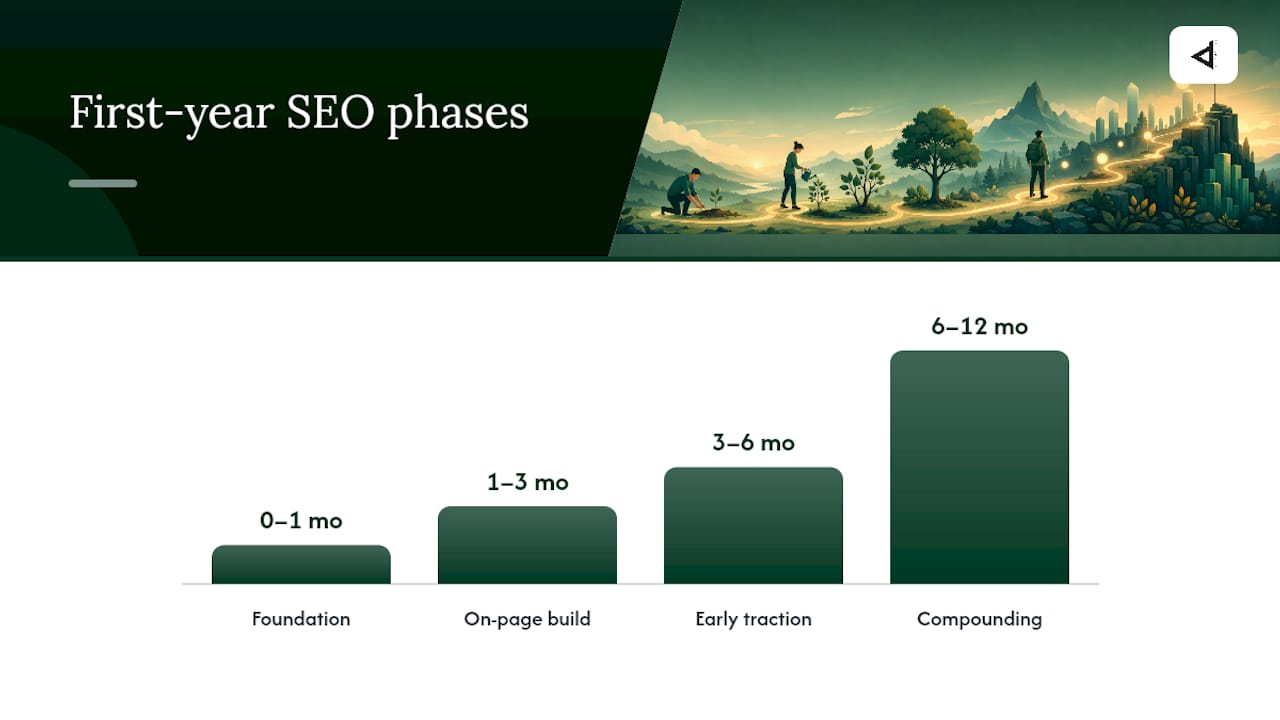 SEO first year timeline infographic