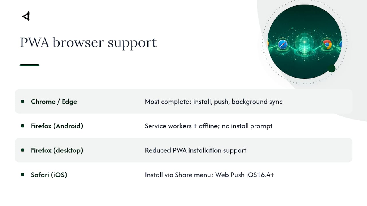 How do you test PWA behaviour across browsers? — overview diagram