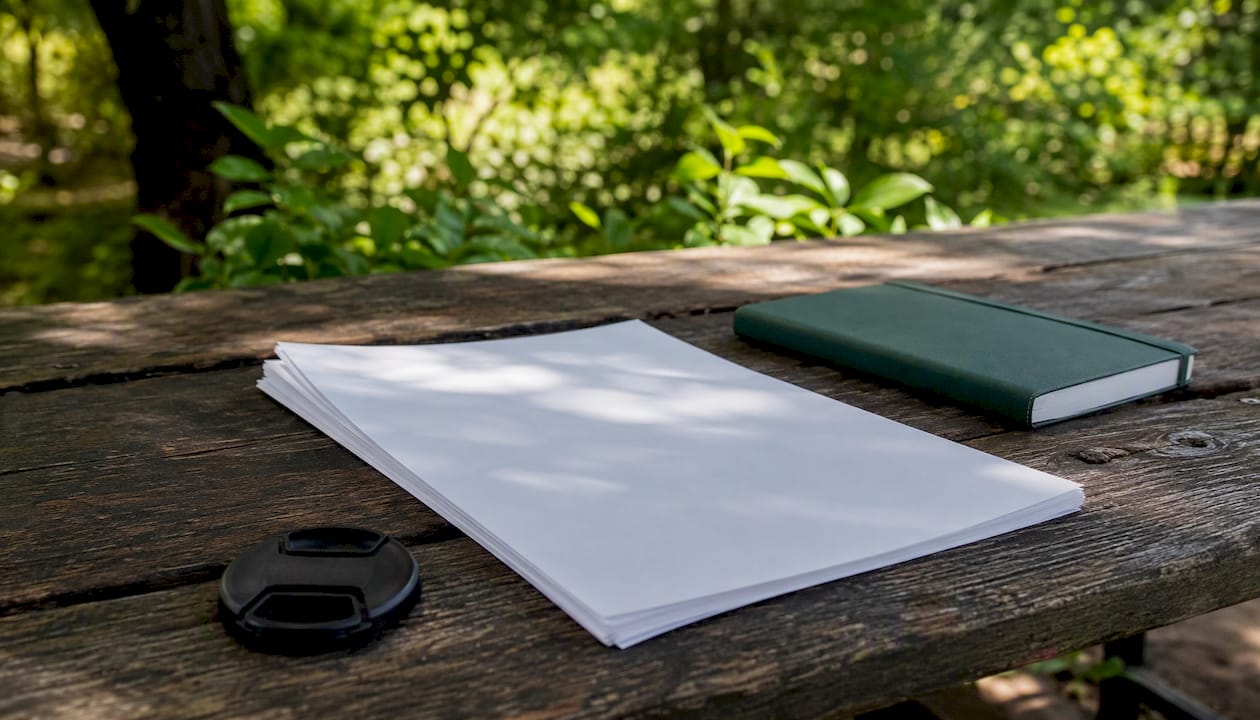 Organized media press kit on desk
