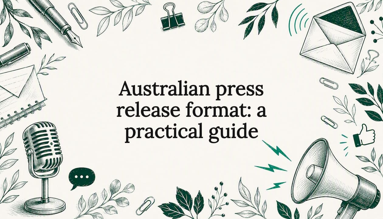 Decorative press release title card illustration