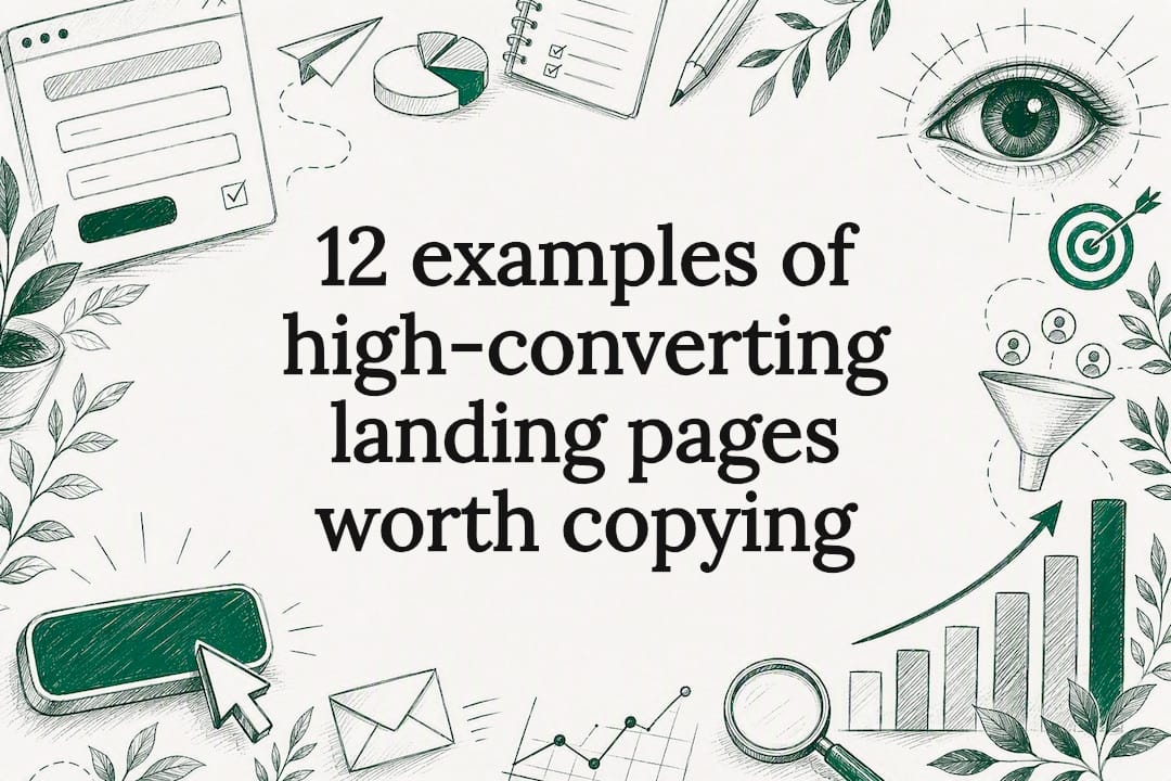 Decorative digital marketing title card illustration
